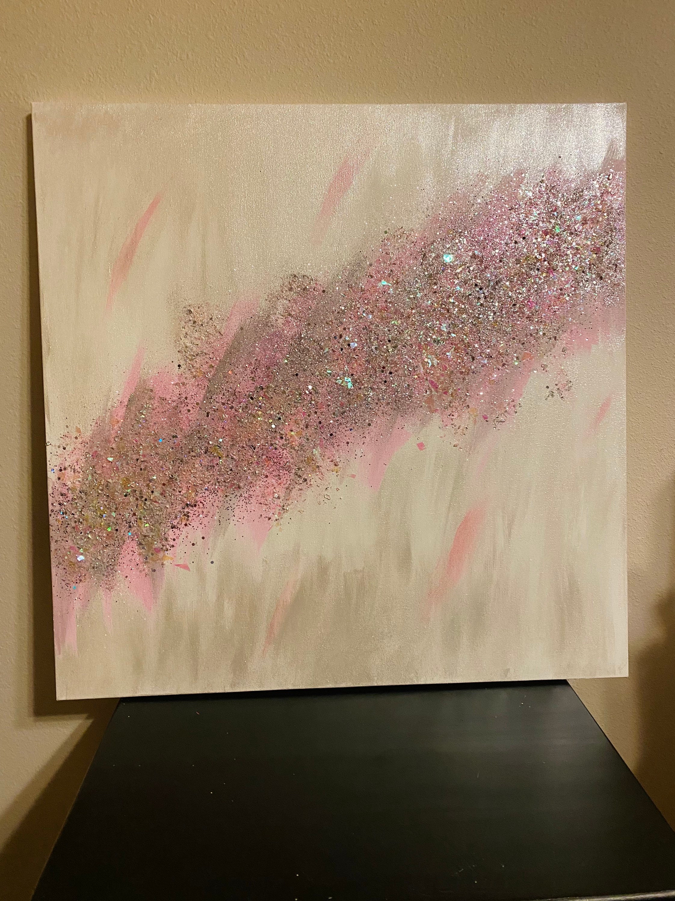 Light Pink Glitter Decor, Z Gallerie Inspired, White and Pink Glitter