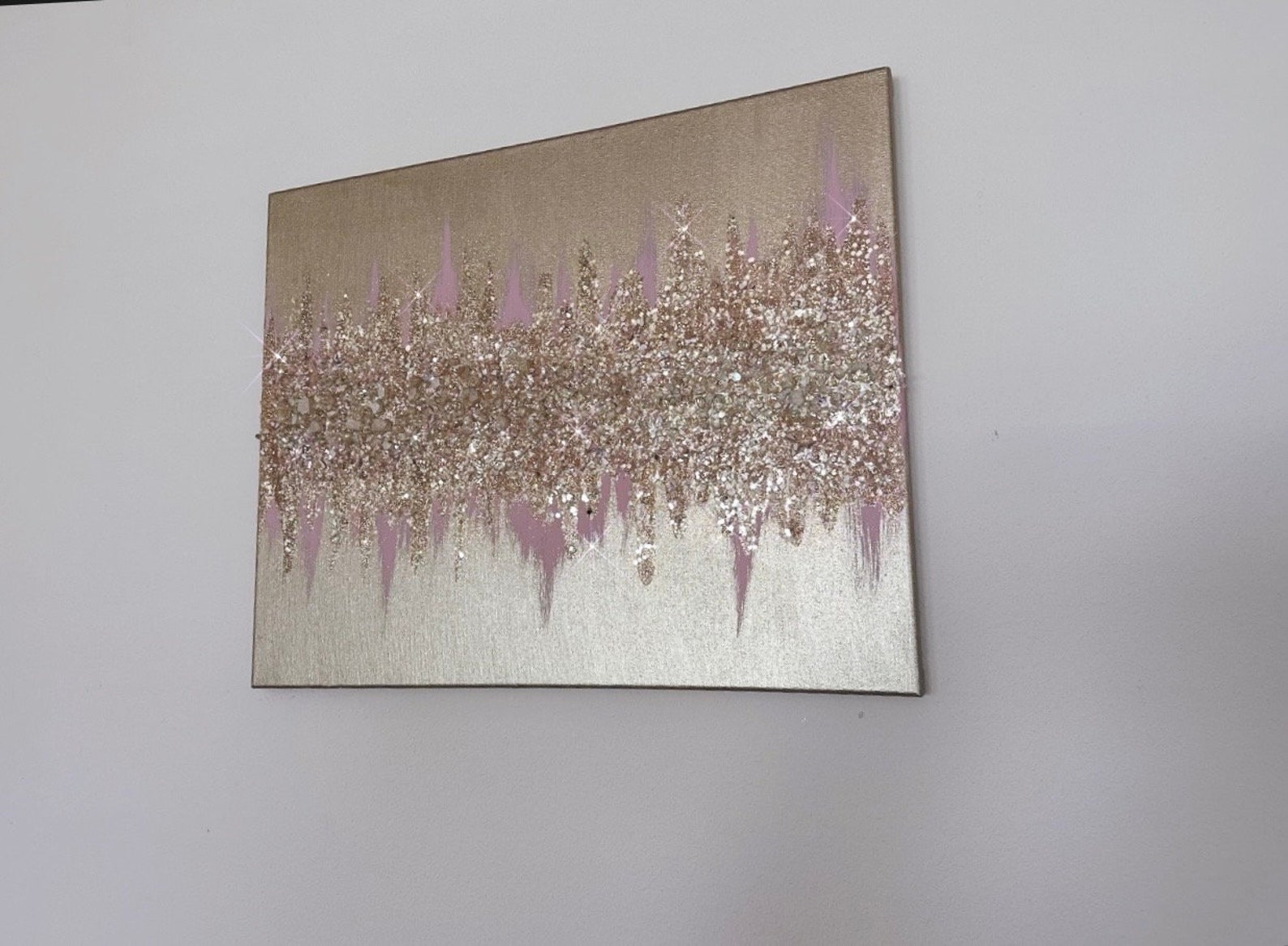 Champagne Pink Glitter Decor, Z Gallerie Inspired, Gold, Pink, and