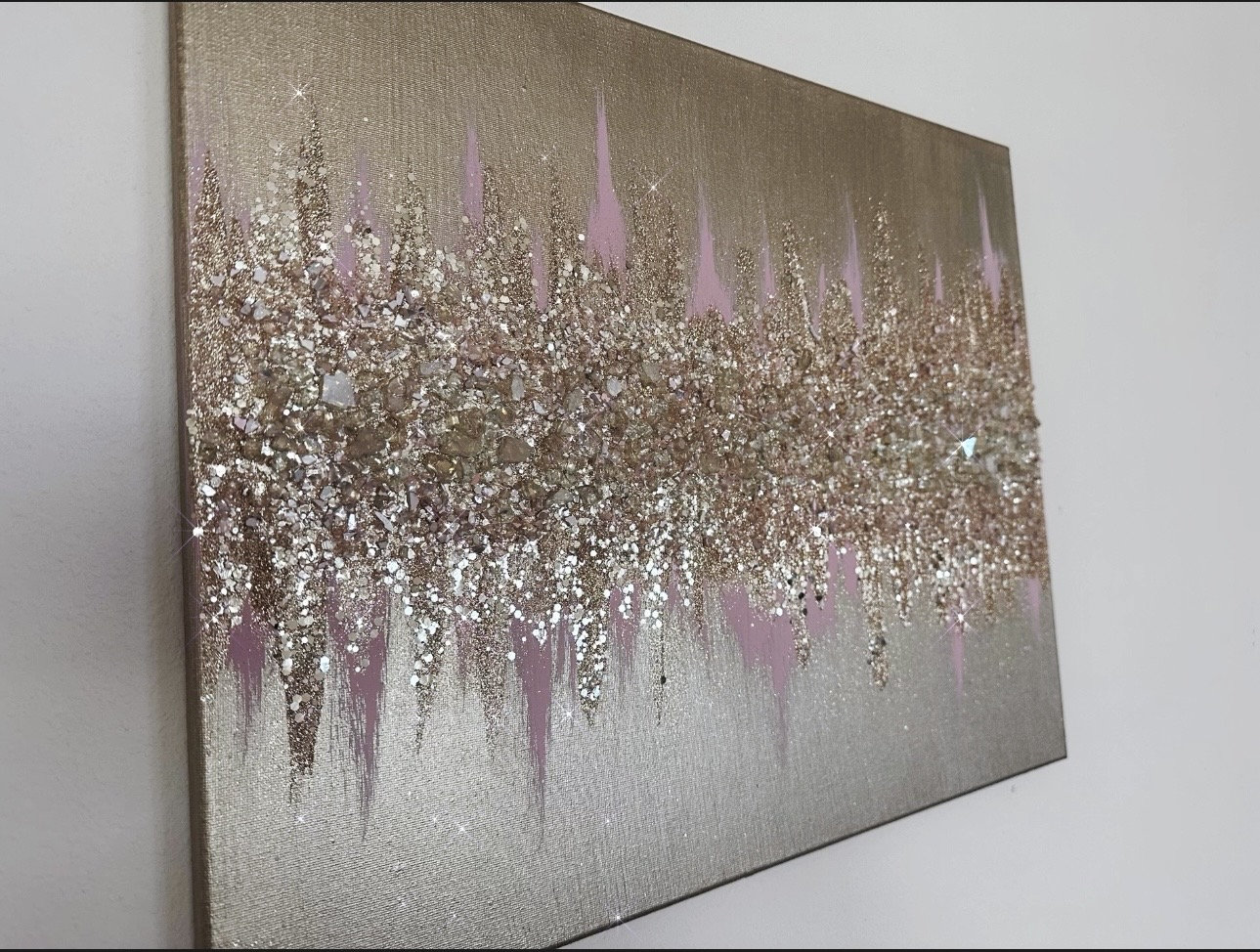 Champagne Pink Glitter Decor, Z Gallerie Inspired, Gold, Pink, and