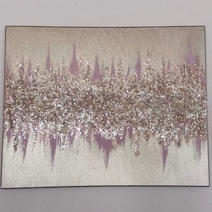 Champagne Pink Glitter Decor, Z Gallerie Inspired, Gold, Pink, and Silver Glitter Art, Wall Art, Wall Decor, Abstract Glitter Art