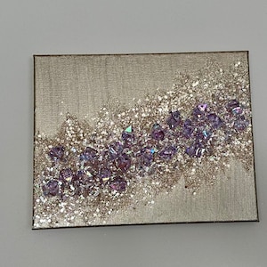 Champagne Gold Lilac Purple Glitter Decor, Z Gallerie Inspired, Gold Glitter Art, Wall Art, Wall Decor, Abstract Glitter Art, Crushed Glass