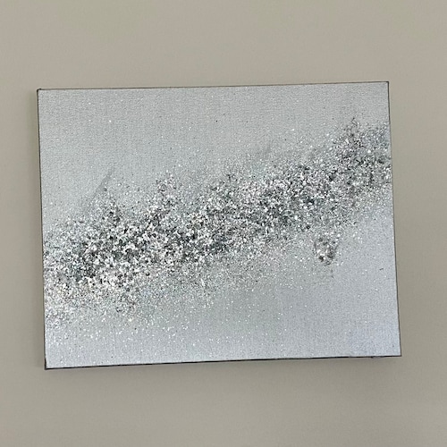 Silver Glitter Abstract Modern Art Wall Hanging Etsy