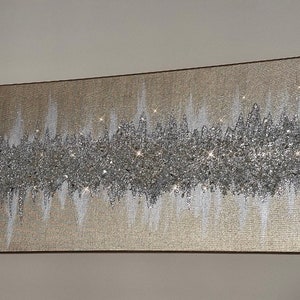 Champagne Glitter Decor, Z Gallerie Inspired, Gold and Silver Glitter Art, Wall Art, Wall Decor, Abstract Glitter Art