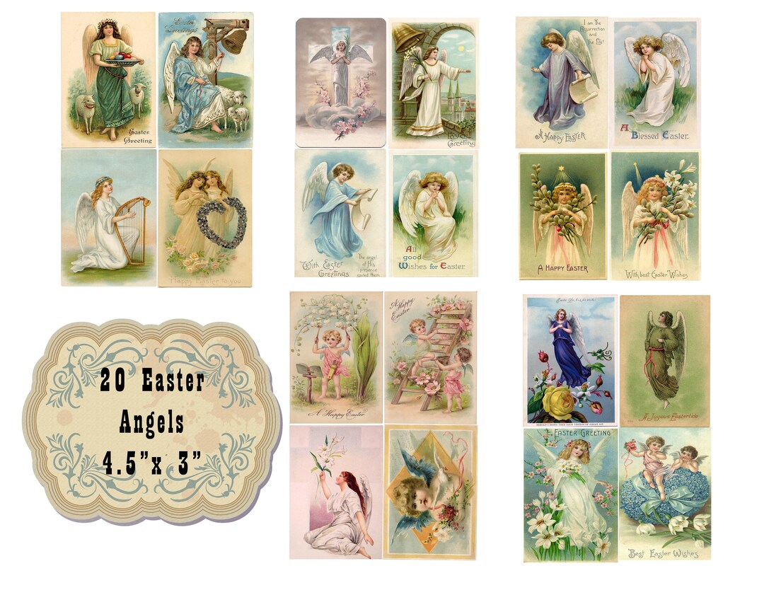 20 Easter Angels Images, Easter Postcard, Collage Sheet, Easter, Junk ...