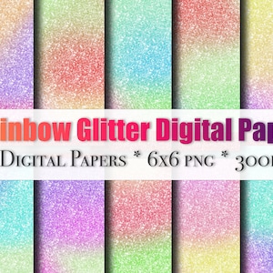 Rainbow Glitter Digital Paper | Glitter Textures | Glitter Digital Paper | Glitter Colors | Glitter Background PNG | Glitter Print