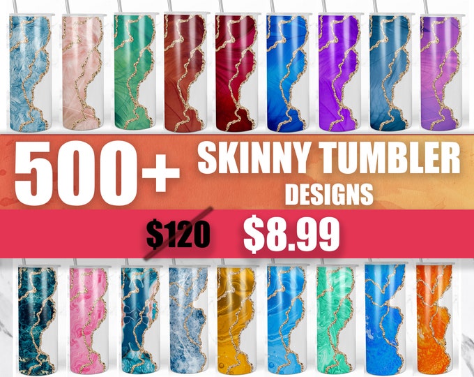 Skinny Tumbler Design Bundle | Marble Agate Sublimation Design| 20oz ...