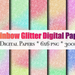 Rainbow Glitter Digital Paper | Glitter Textures | Glitter Digital Paper | Glitter Colors | Glitter Background PNG | Glitter Print