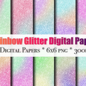 Rainbow Glitter Digital Paper | Glitter Textures | Glitter Digital Paper | Glitter Colors | Glitter Background PNG | Glitter Print