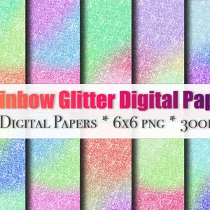 Rainbow Glitter Digital Paper | Glitter Textures | Glitter Digital Paper | Glitter Colors | Glitter Background PNG | Glitter Print