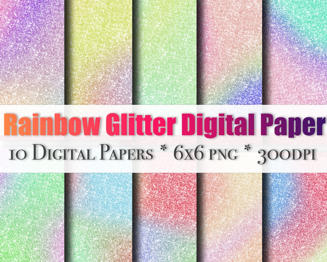 Rainbow Glitter Digital Paper Glitter Textures Glitter - Etsy