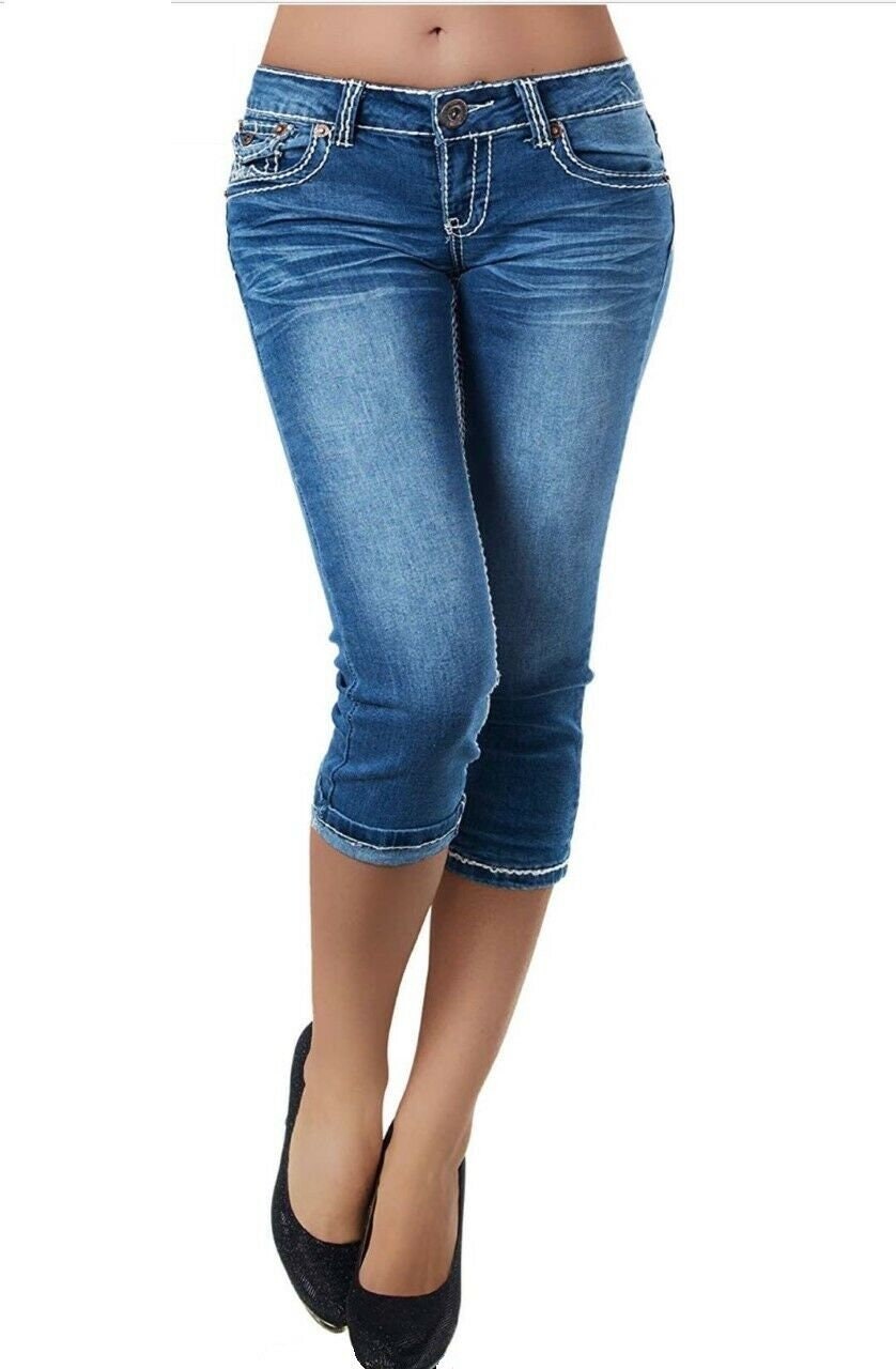 Women's Skinny Cropped Jeans Low Rise Stretch Denim Capri Pants -  Hong  Kong
