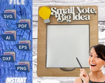 Archivo de corte láser Bombilla Sticky Note Holder - Nota pequeña, gran idea - Archivo de corte láser SVG