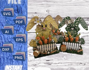 Easter SVG Bunny Farmhouse Shelf Decor Archivos cortados con láser con instrucciones y lista de suministros Proyecto de bricolaje