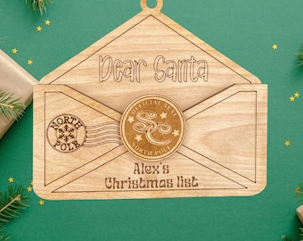 SVG Download digitale Busta di Babbo Natale personalizzata Ornamento di Natale, Lettera a Babbo Natale per glowforge, cricut e altri cutter