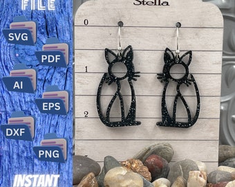 Cree aretes colgantes de gatitos abstractos únicos con nuestro archivo SVG Ideal para Halloween y los amantes de los gatos