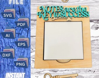 Archivo de corte láser SVG Inspirational Sticky Note Holder - Las notas son la clave del éxito - Archivo de corte láser SVG