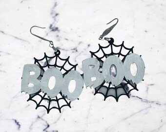 Pendientes BOO Spider Web - Archivo digital SVG solo para Glowforge y otros cortadores láser