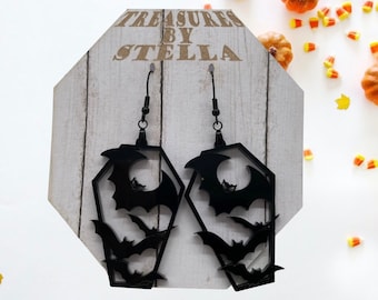 Halloween Bats and Coffin Earrings  - SVG  Digital File Only for Glowforge and other laser cutters