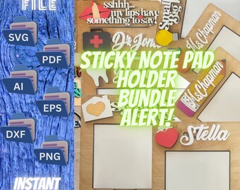 Paquete - 17 diseños de notas adhesivas Archivo de corte láser SVG