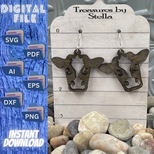 Make a Statement with Our Cow Head Dangle Earrings SVG File