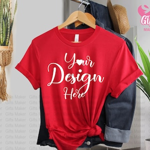 Bella Canvas 3001 Valentines Mockup , Valentines Tshirt , 3001 Shirt Mockup, 3001 Mockup ,3001 Red, Red T-shirt Mockup, Digital Files