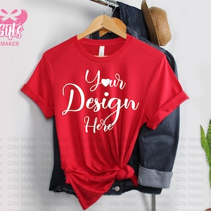 Bella Canvas 3001 Valentines Mockup , Valentines Tshirt , 3001 Shirt Mockup, 3001 Mockup ,3001 Red, Red T-shirt Mockup, Digital Files