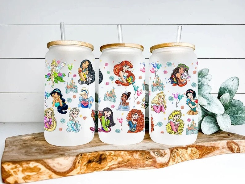 Princess Glass Containers Princess Tumbler, Princess Glass Wrap, 16oz Glass Can Png, Libbey Can ...