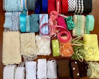 44 Large Lot of Vintage Lace Grab bag vintage lace Doll clothes, Scrap booking, Vintage Journals, Sewing 1 yard pieces variety of trimmings