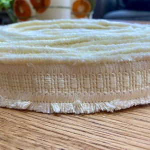 Vintage Fringe trim for upholstery Pale Butter Yellow Passementerie 6 feet Double cut fringe trim. Cosco Vintage Trimming pillows curtains