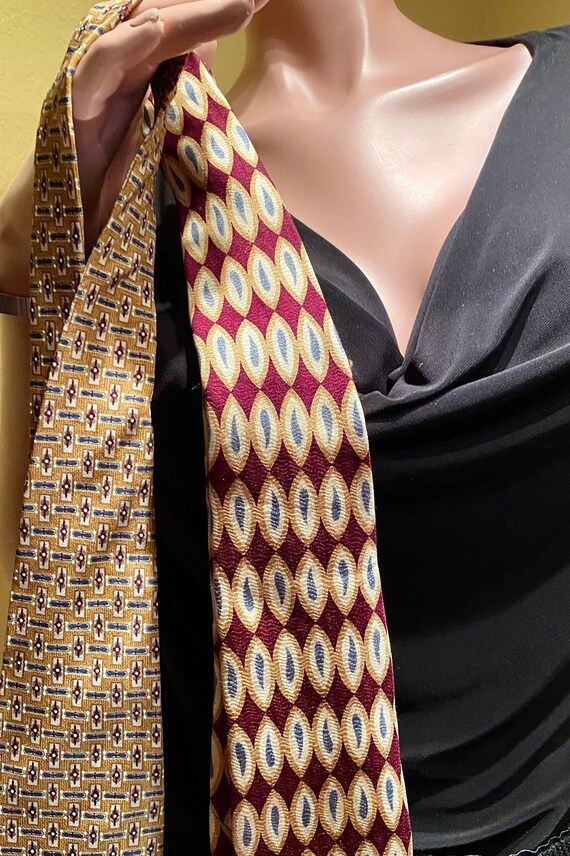 Two Silk Vintage Mens Neck Ties. Perry Ellis and … - image 1