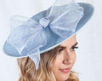 Baby Blue Pale Grey Blue Fascinator 