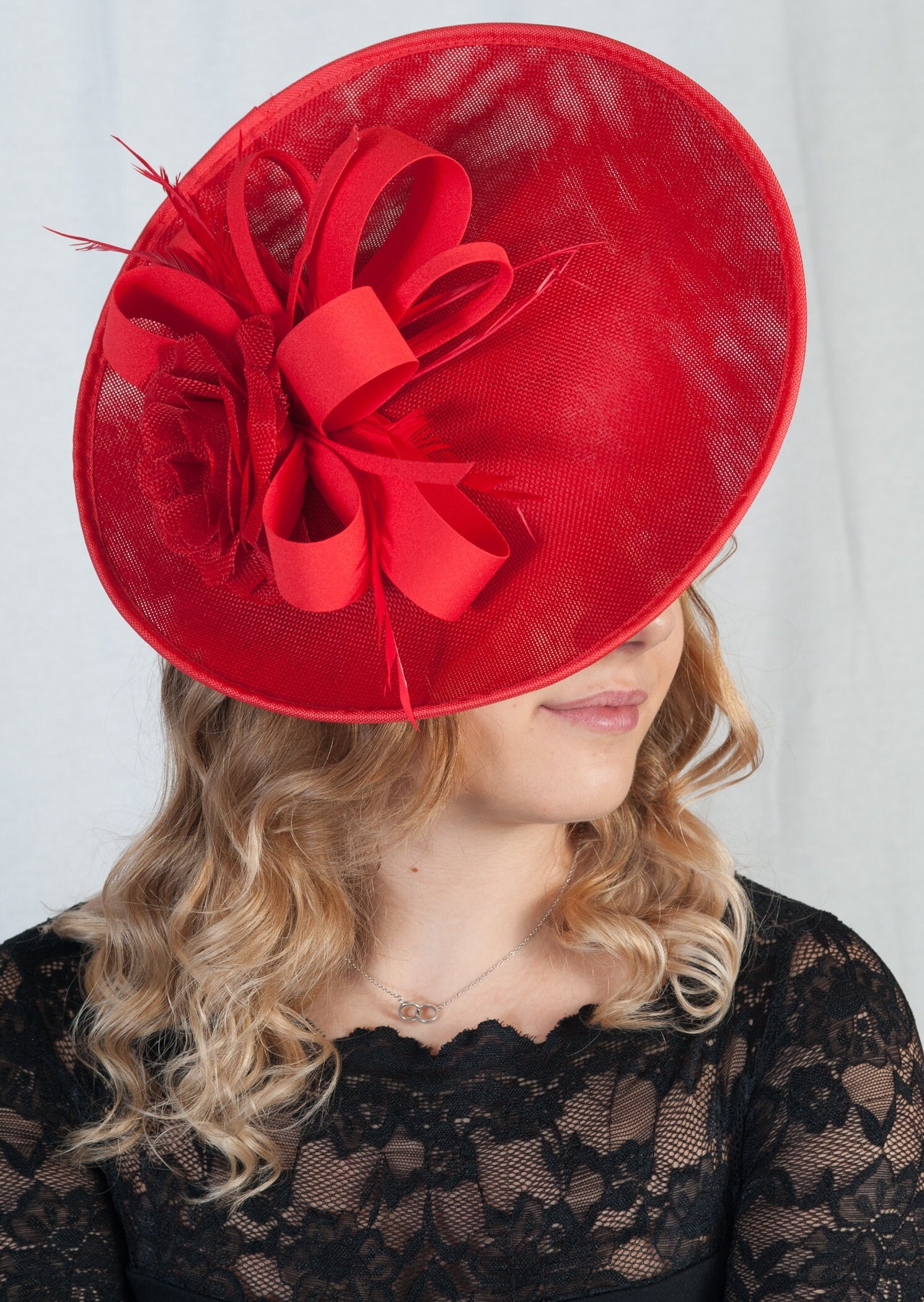 Etsy red fascinator Clearance