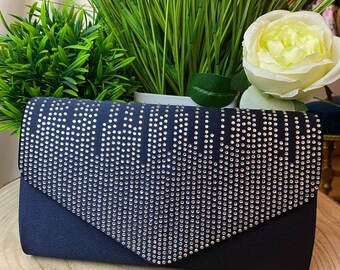 navy beaded evening bag