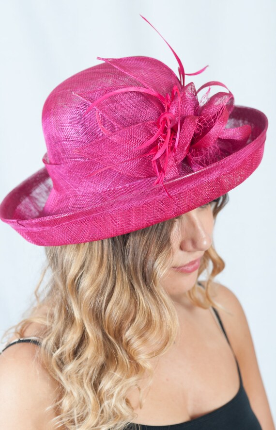 Fuchsia Pink Hat Large Ladies Hats 