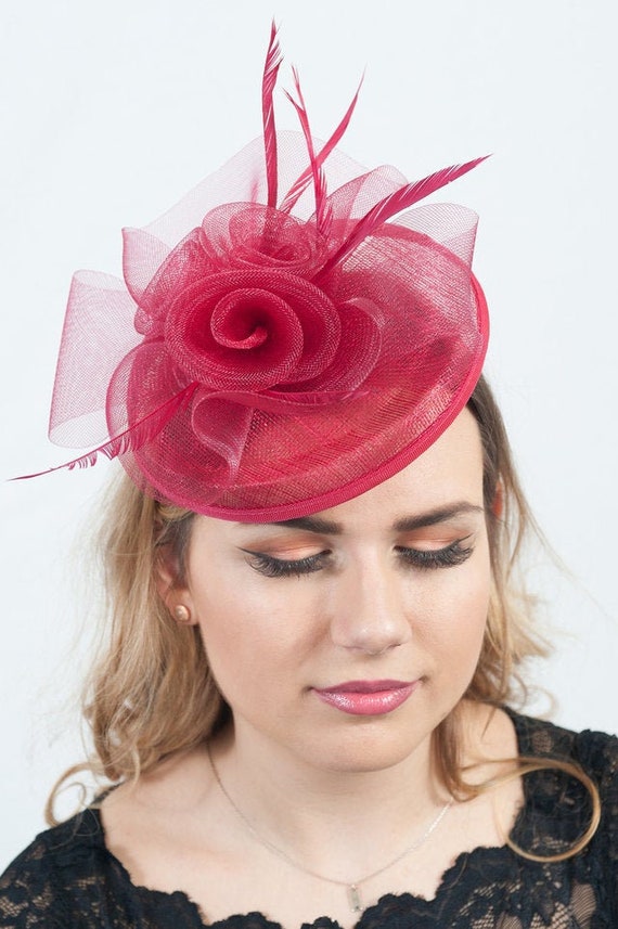 Hat Sinamay Fascinator Burgundy 