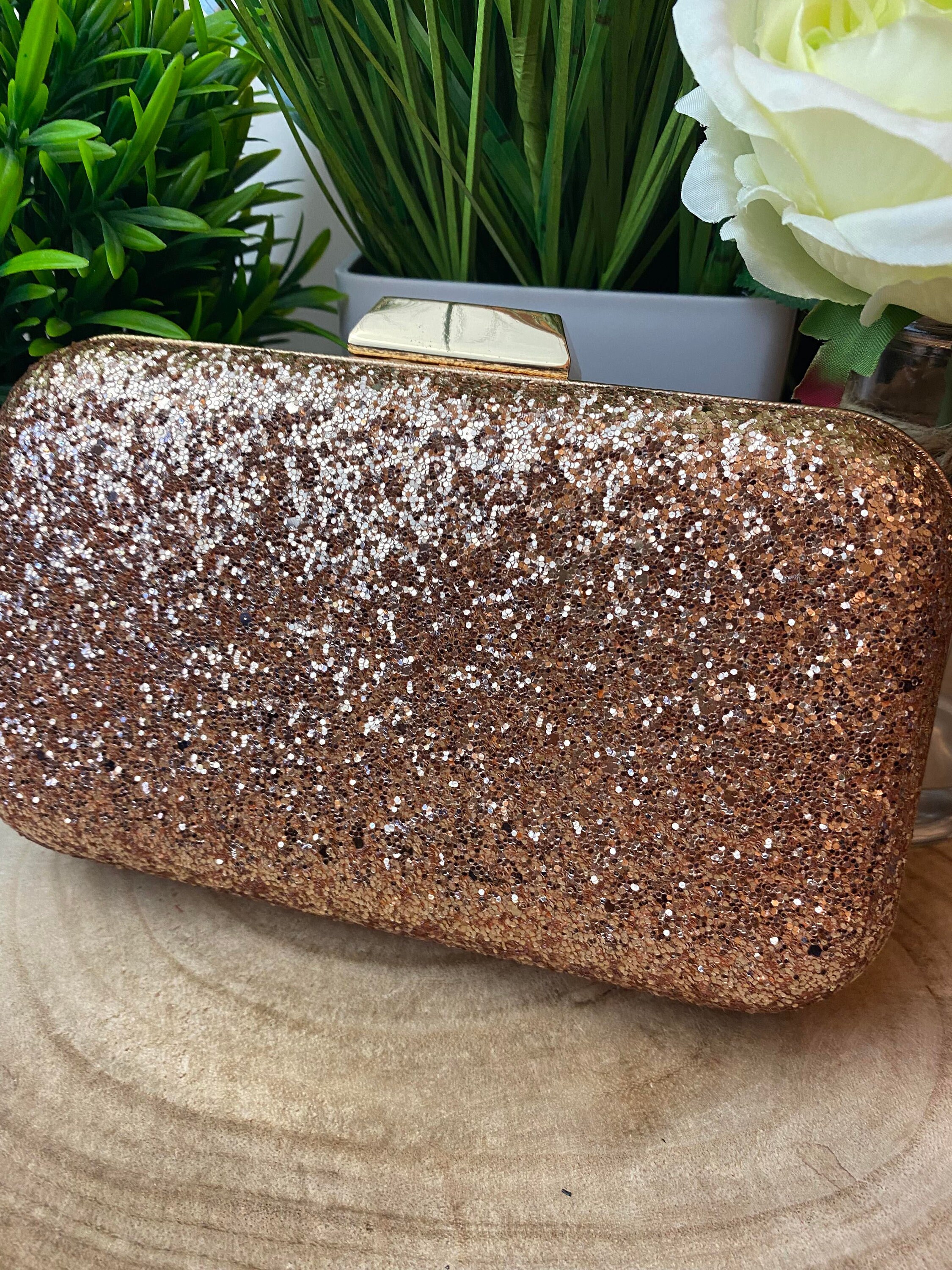 Rose Gold Handbag Glitter Clutch Bags Christmas Party Etsy UK