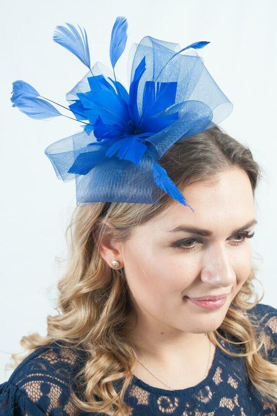 Royal Blue Floral Bloom Feather 