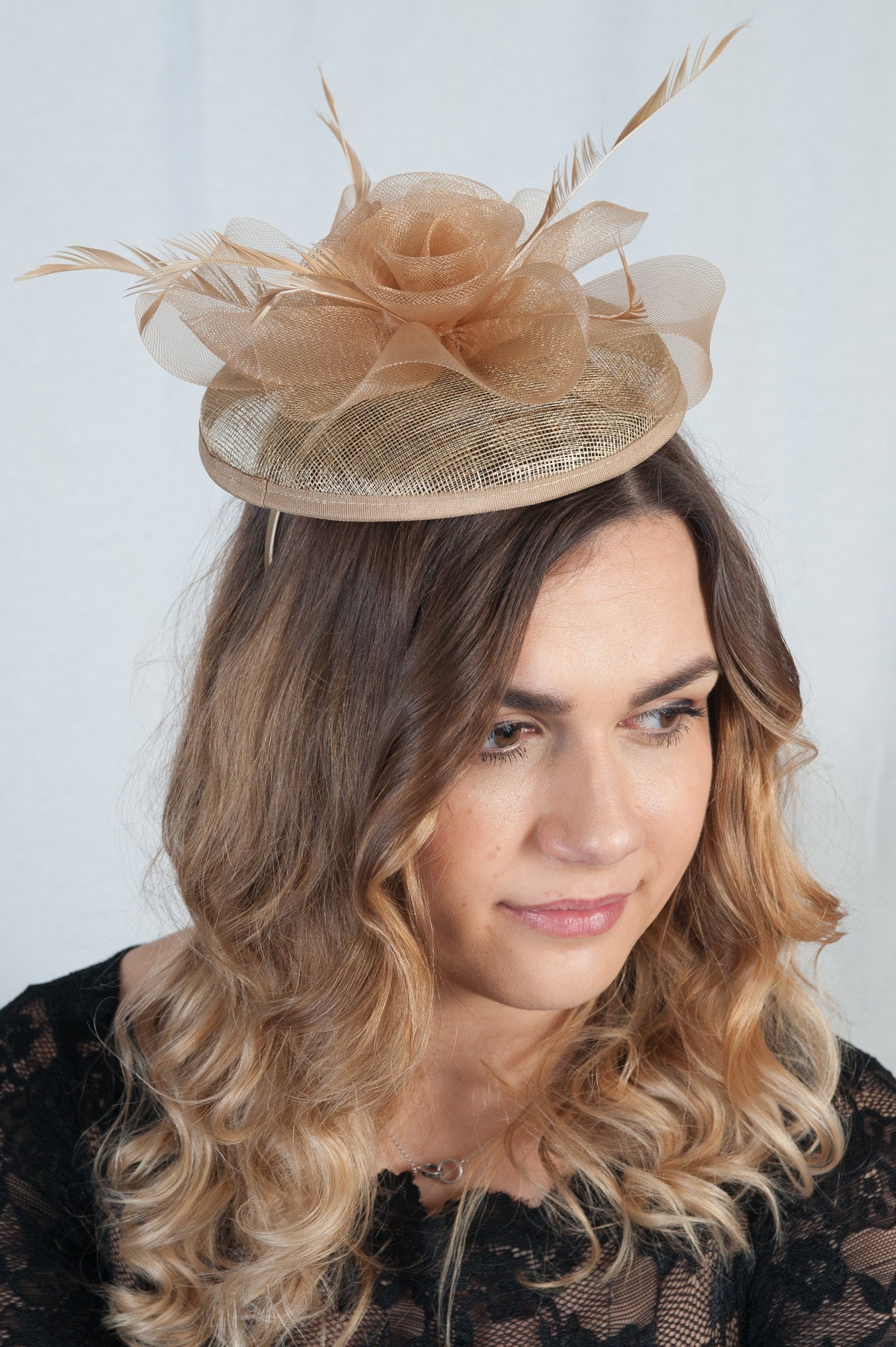 Gold Pillar Box Sinamay Fascinator 