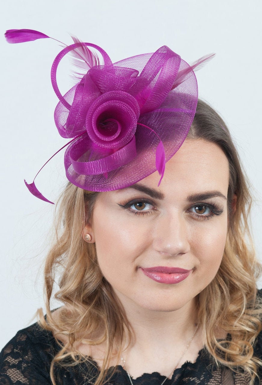 Feather Flower Headband Fascinator Weddings  Ladies Day Race Royal Ascot SF-03 