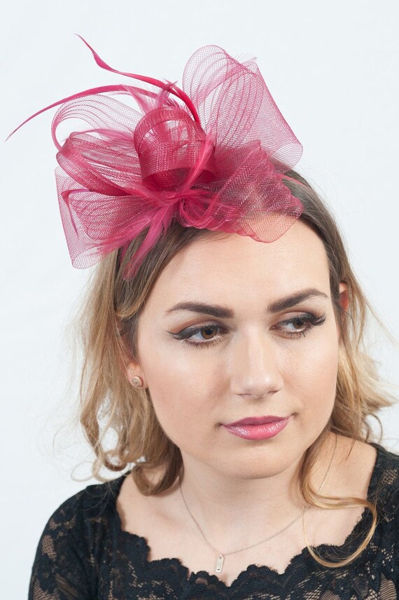 Burgundy Red Small Ladies Fascinator 