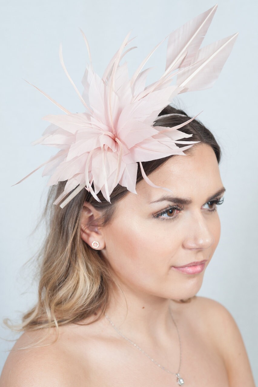 NEW Pink layered fabric and feather fascinator clip and pin wedding races prom 