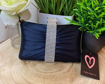 navy sequin clutch bag