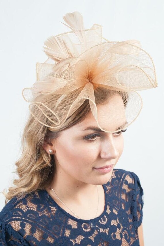 Large Gold Ruffle Fascinator Ladies 
