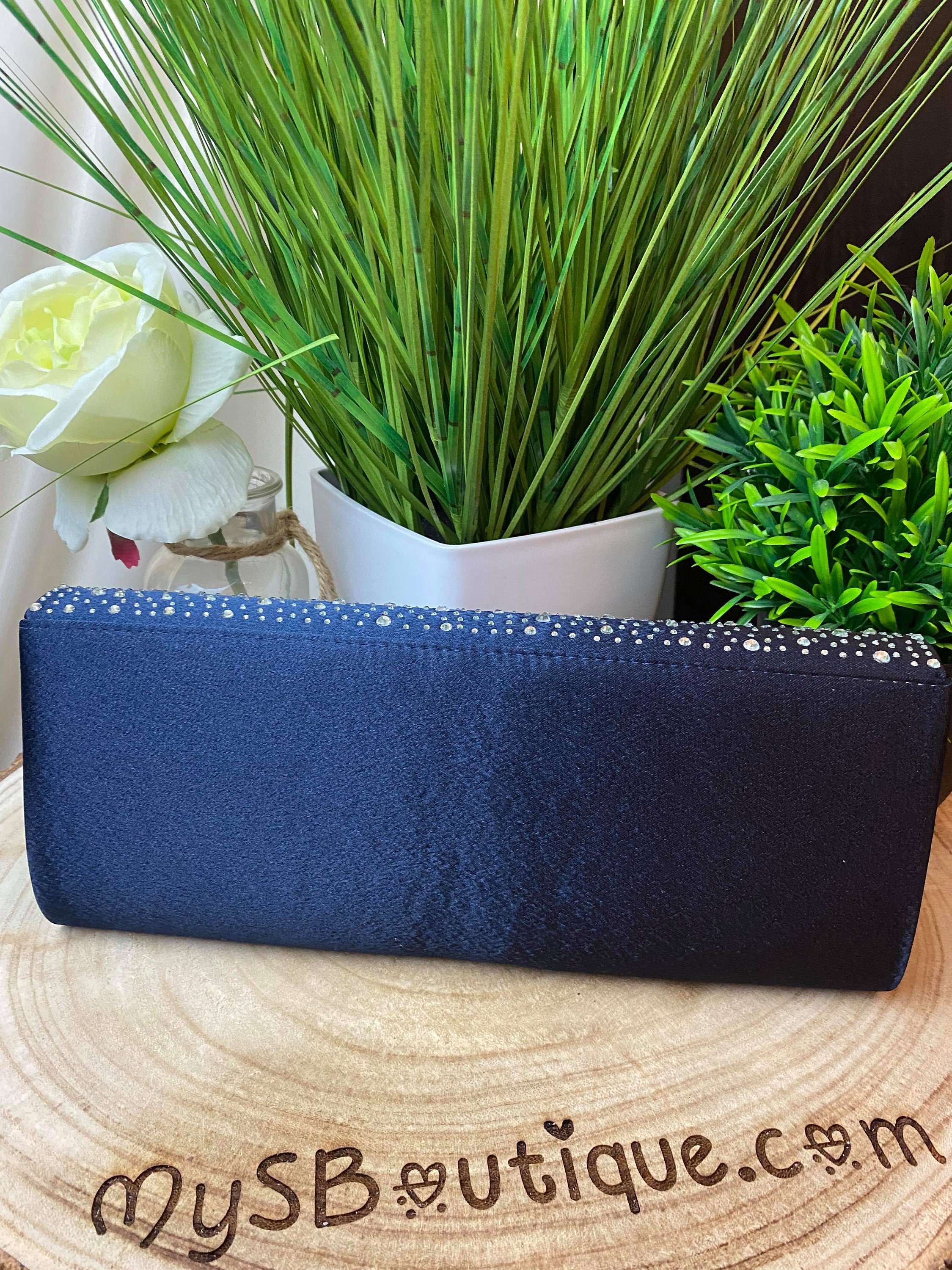 Blue diamante clutch bag Clearance