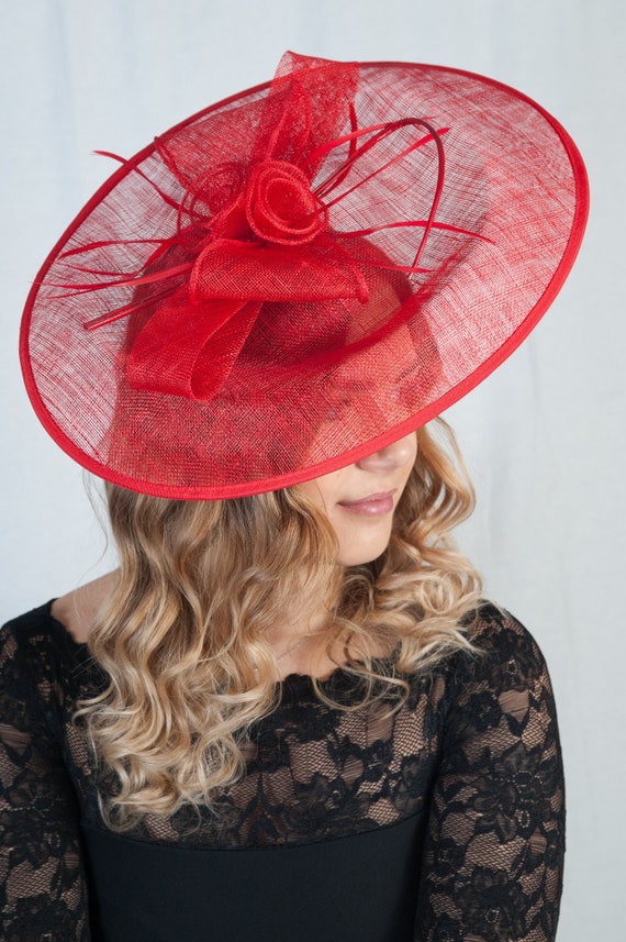 Large Red Hat Oversized Red Sinamay Bow 