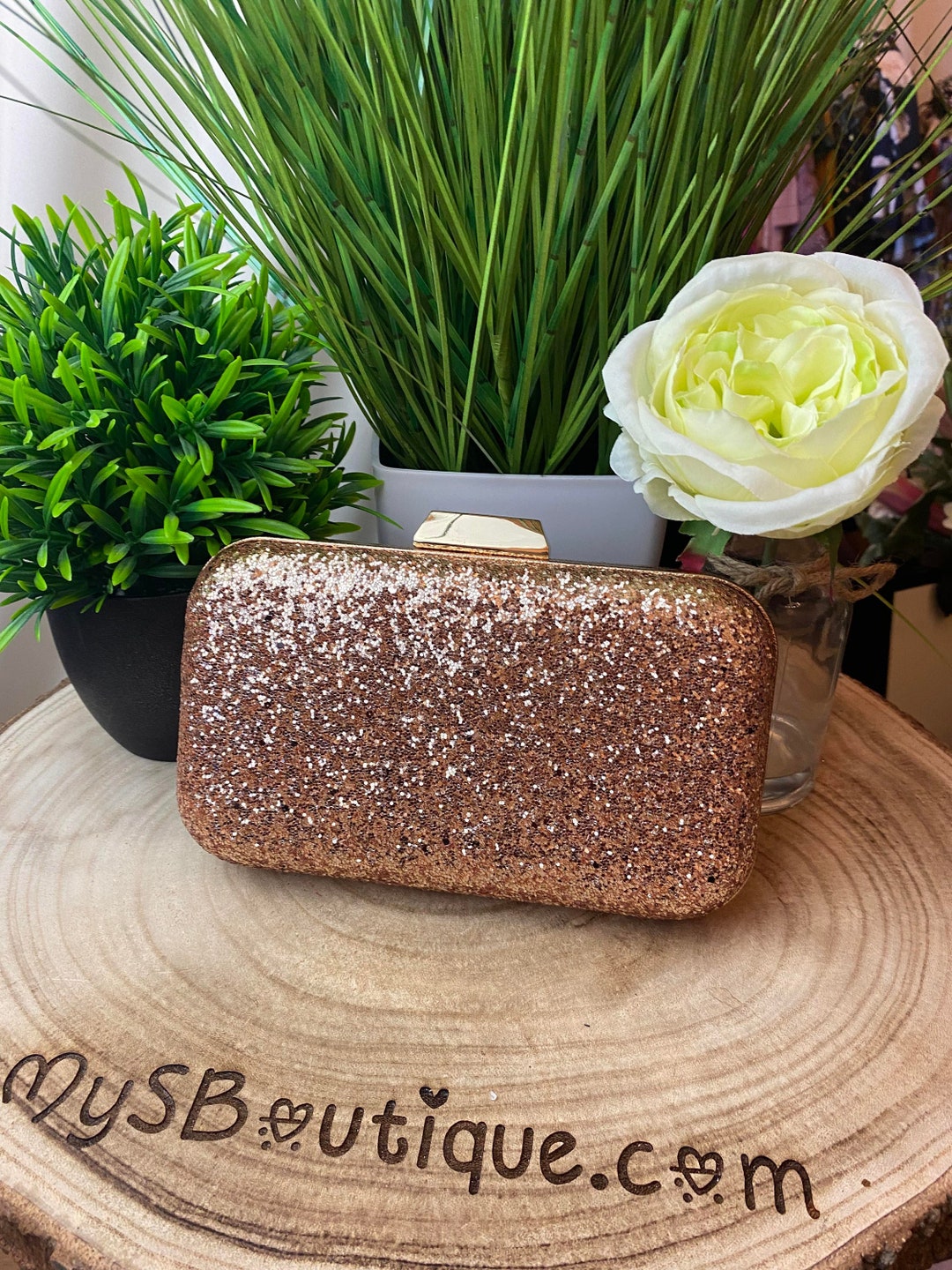 Rose Gold Handbag Glitter Clutch Bags Christmas Party Etsy UK