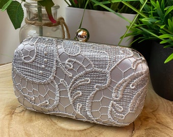 ladies silver clutch bag