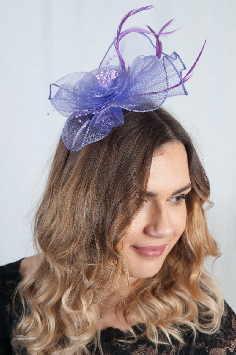 Small Hats Purple Fascinator Feather 
