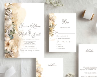 Fall Wedding Invitation, Rustic Invitation Template, Editable Invitation Digital Download