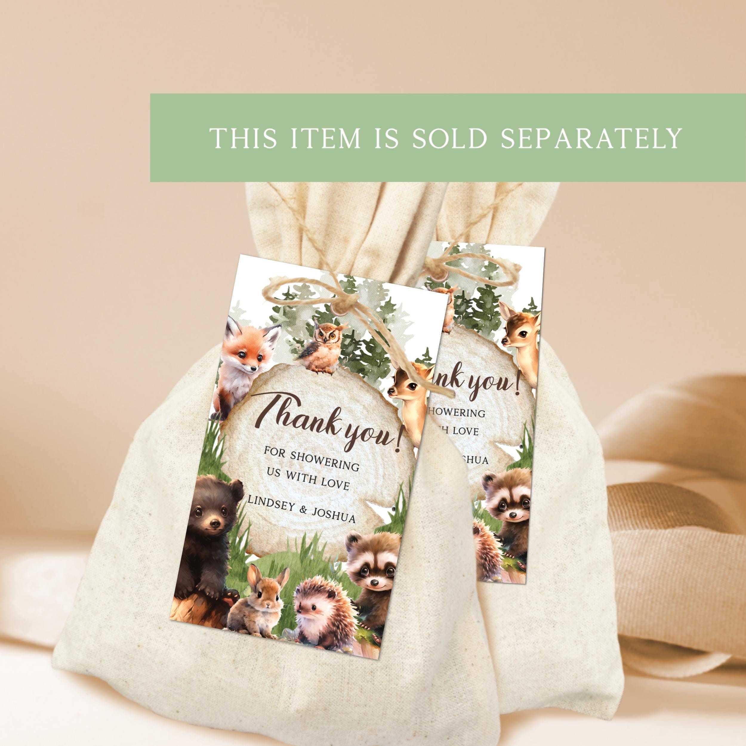 Woodland Baby Shower Gift Bag Forest Animals Bear Editable Text Party ...